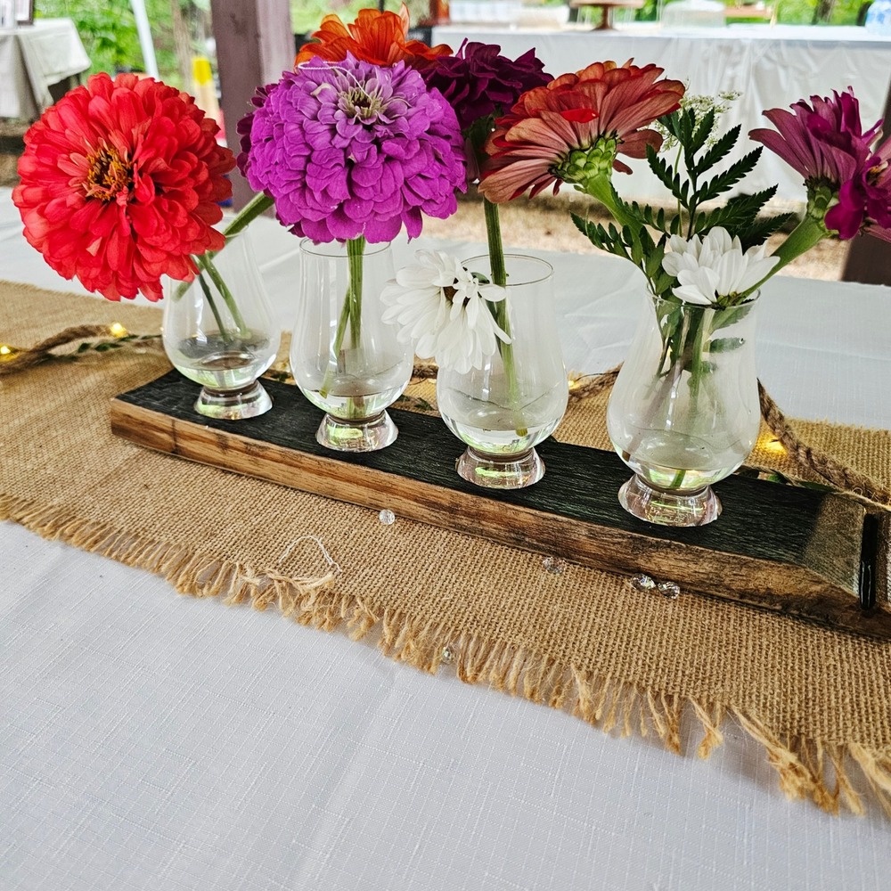 Glencairn Whiskey Flight Reclaimed Barrel Stave Bud Vase Wedding Centerpiece Set
